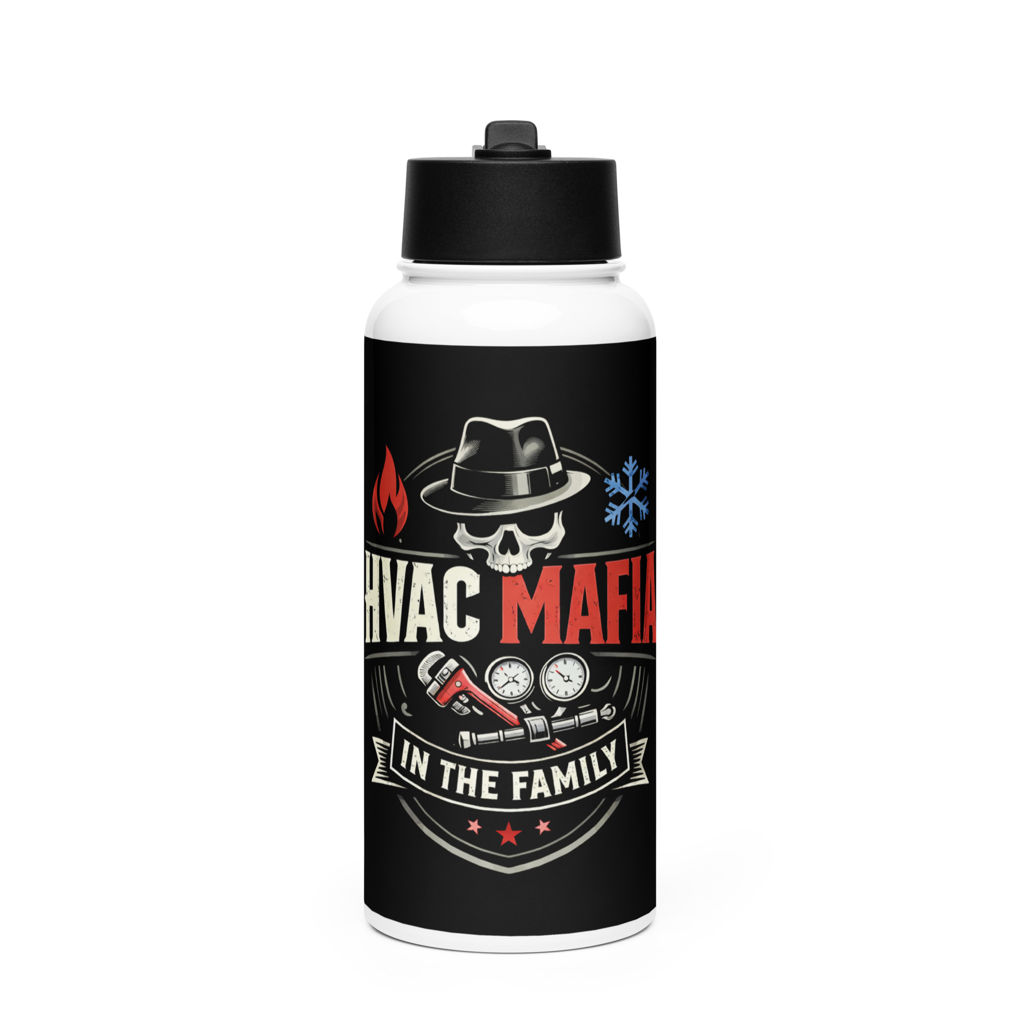 Stainless steel water bottle with a straw lid