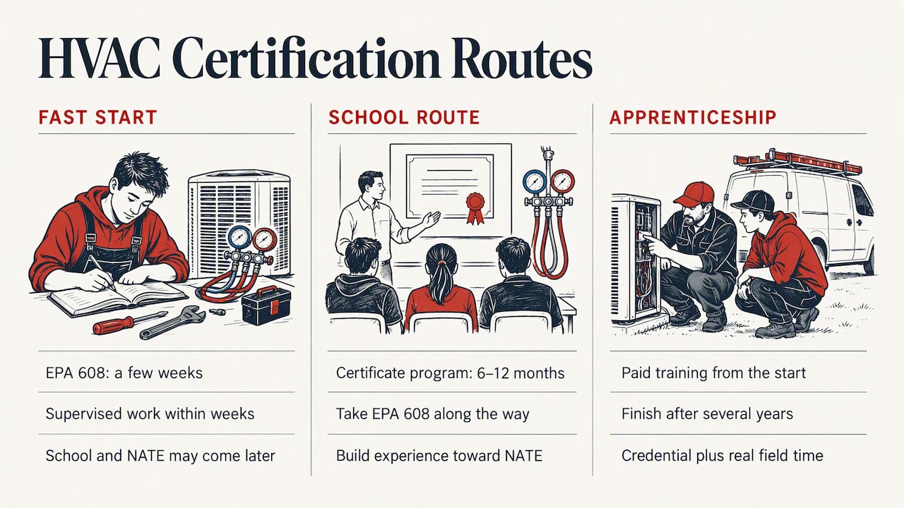 Three HVAC training routes and timelines